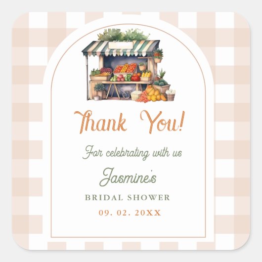 Fresh Off The Market Farmers Market Bridal Shower  スクエアシール (正面)