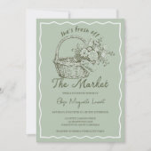 Fresh Off The Market Floral Basket Bridal Shower 招待状 (正面)