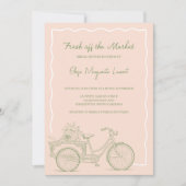 Fresh Off The Market Floral Bicycle Bridal Shower 招待状 (正面)
