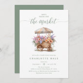 Fresh Off the Market Floral Bridal Shower 招待状 (正面/裏面)