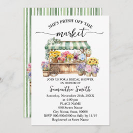 Fresh Off the Market Floral Bridal Shower 招待状