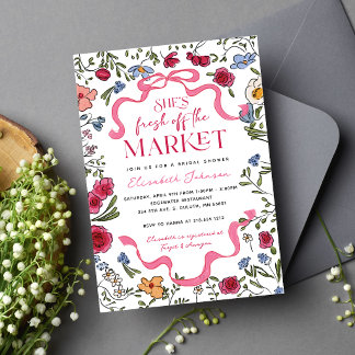 Fresh off the Market Floral Bridal Shower 招待状