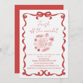 Fresh Off the market floral bridal shower 招待状 (正面/裏面)