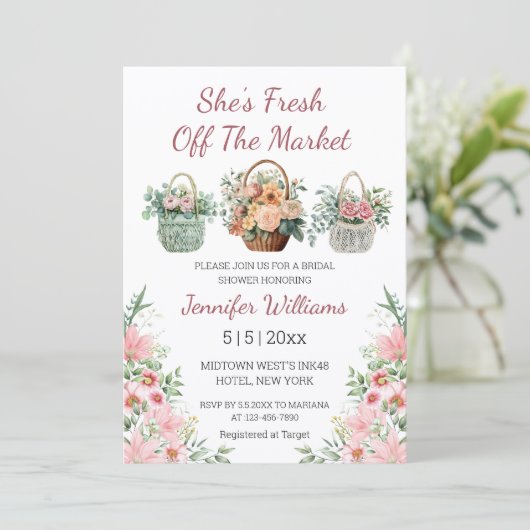 fresh off the market floral bridal shower stylish 招待状 (スタンド正面)
