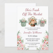 fresh off the market floral bridal shower stylish 招待状 (正面/裏面)