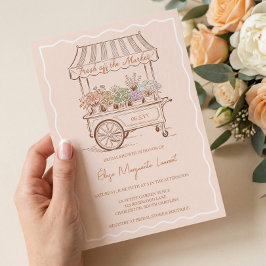Fresh Off The Market Floral Cart Bridal Shower 招待状