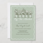 Fresh Off The Market Floral Garden Bridal Shower 招待状 (正面)