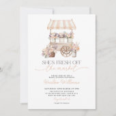 Fresh off the Market Flower Peach Bridal Shower 招待状 (正面)
