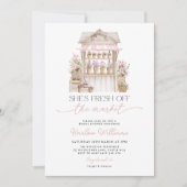 Fresh off the Market Flower Pink Bridal Shower  招待状 (正面)