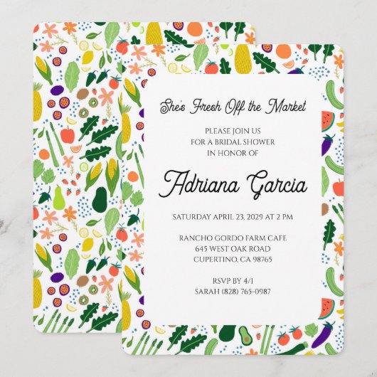 FRESH OFF THE MARKET Fruits & Veggies Cute CUSTOM  招待状 (正面/裏面)