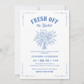 Fresh Off The Market Garden Blue Bridal Shower  招待状 (正面)