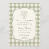 Fresh Off the Market Gingham Bridal Shower 招待状 (正面)