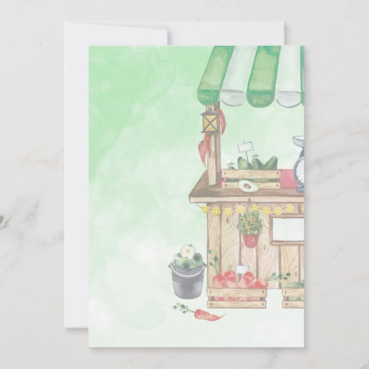 Fresh Off the Market Green Vegetable Stand Rustic 招待状 (裏面)