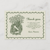 Fresh Off The Market Hand Drawn Bridal Shower サンキューカード (正面)