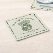 Fresh Off The Market Hand Drawn Bridal Shower スクエアペーパーコースター (アングル)