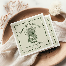 Fresh Off The Market Hand Drawn Bridal Shower スタンダードカクテルナプキン