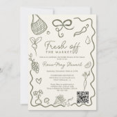 Fresh Off the Market HandDrawn Whimsical QR Bridal 招待状 (正面)