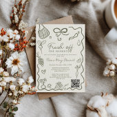 Fresh Off the Market HandDrawn Whimsical QR Bridal 招待状