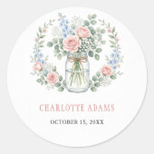 Fresh Off The Market Mason Jar Bridal Shower ラウンドシール (正面)