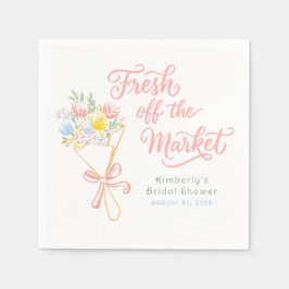 Fresh Off The Market Pastel Floral Bridal Shower スタンダードカクテルナプキン