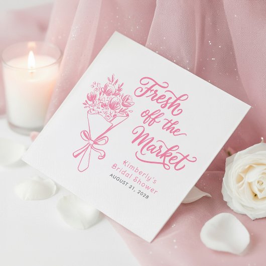 Fresh Off The Market Pink Bridal Shower スタンダードカクテルナプキン