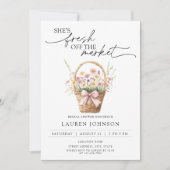 Fresh Off The Market Pink Flowers Bridal Shower 招待状 (正面)
