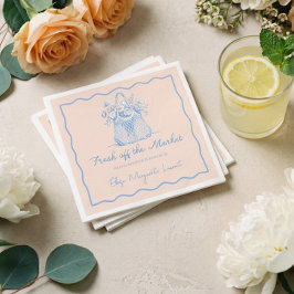 Fresh Off The Market Sketch Floral Bridal Shower スタンダードカクテルナプキン
