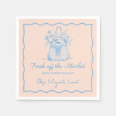 Fresh Off The Market Sketch Floral Bridal Shower スタンダードカクテルナプキン (正面)