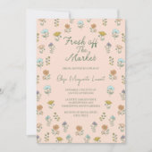 Fresh Off The Market Sketch Floral Bridal Shower 招待状 (正面)