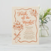 Fresh Off The Market Terracotta Bridal Shower 招待状 (スタンド正面)