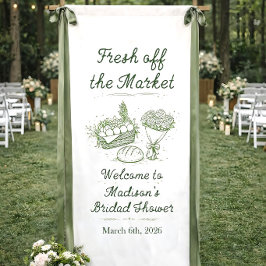 Fresh Off The Market Theme Sign, Bridal Shower Ban 横断幕