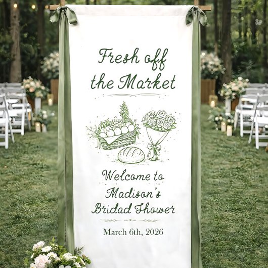 Fresh Off The Market Theme Sign, Bridal Shower Ban 横断幕
