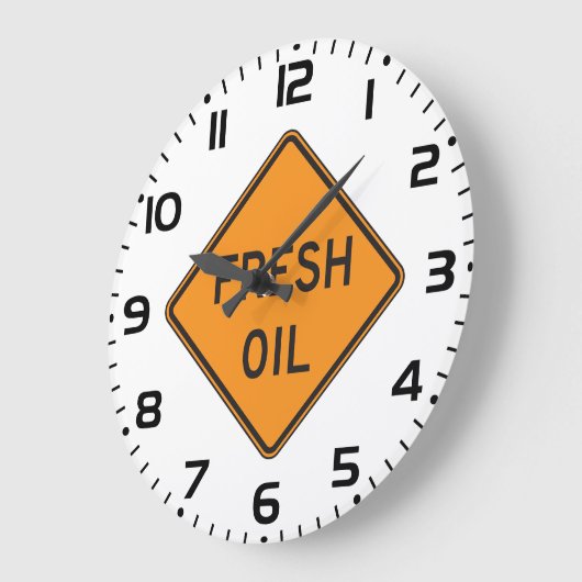 Fresh Oil Road Warning Sign ラージ壁時計 (傾斜)
