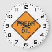 Fresh Oil Road Warning Sign ラージ壁時計 (正面)