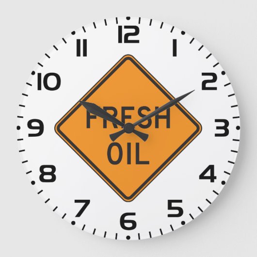 Fresh Oil Road Warning Sign ラージ壁時計 (正面)