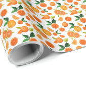 Fresh Orange Citrus Pattern Gift Wrap Paper ラッピングペーパー (ロールコーナー)