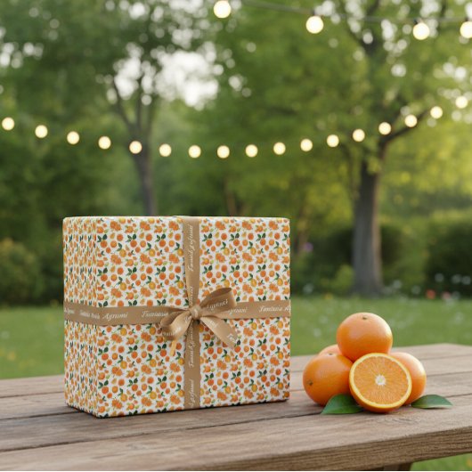 Fresh Orange Citrus Pattern Gift Wrap Paper ラッピングペーパー