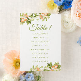 Fresh Orange Citrus Wedding Seating Chart Card テーブルナンバー