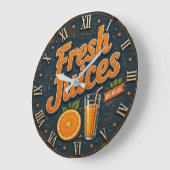 Fresh Orange Juice Rustic Farmhouse Bar ラージ壁時計 (傾斜)