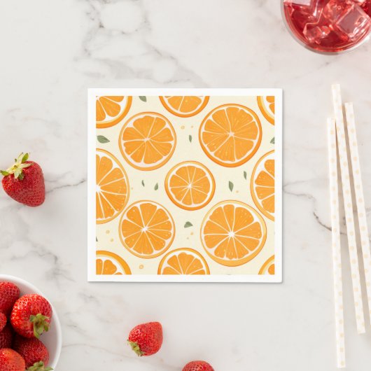 Fresh Orange Slice Pattern – Bright Citrus Fruit  スタンダードカクテルナプキン (インサイチュ)