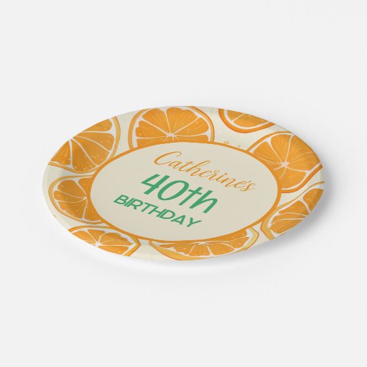 Fresh Orange Slice Pattern – Bright Citrus Fruit ペーパープレート (アングル)