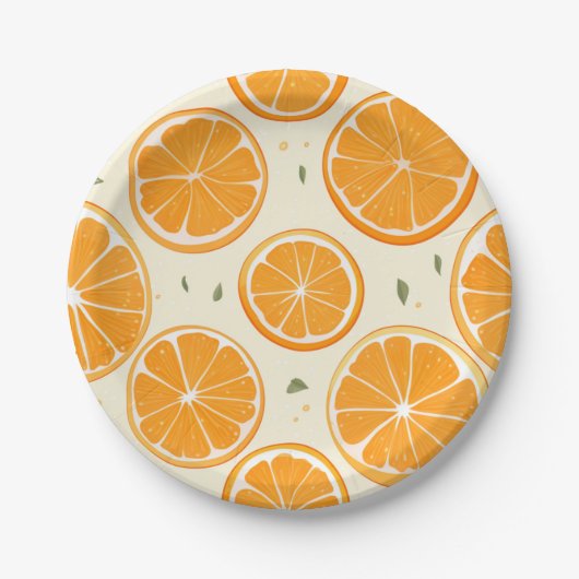 Fresh Orange Slice Pattern – Bright Citrus Fruit ペーパープレート (正面)