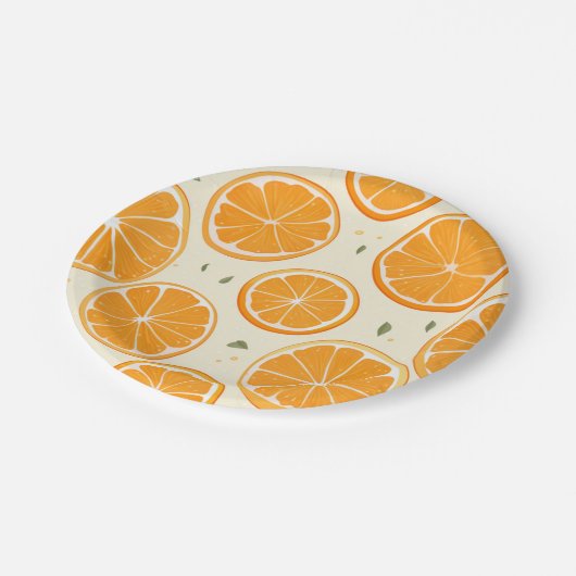 Fresh Orange Slice Pattern – Bright Citrus Fruit ペーパープレート (アングル)