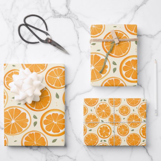 Fresh Orange Slice Pattern – Bright Citrus Fruit  ラッピングペーパーシート (正面)