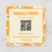 Fresh Orange Slice Pattern, Bright Citrus, QR Code スクエア名刺 (裏面)