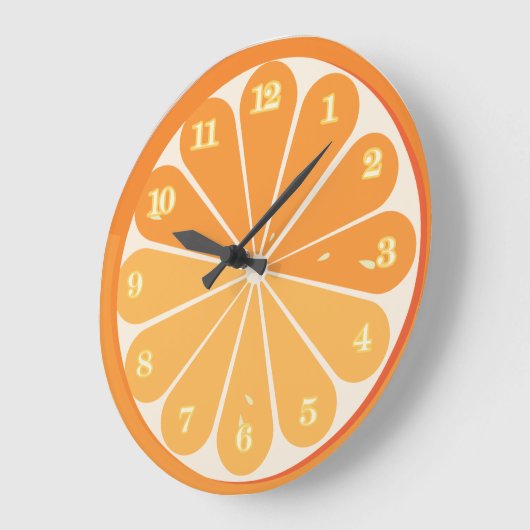 Fresh Orange Slice Round Wall Clock : Citrus Fruit ラージ壁時計 (傾斜)