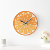 Fresh Orange Slice Round Wall Clock : Citrus Fruit ラージ壁時計 (ホーム)