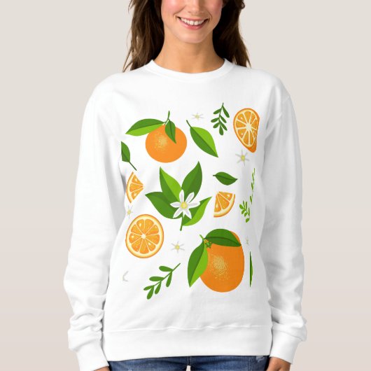 Fresh oranges with flowers and leaves スウェットシャツ (正面)