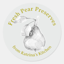 Fresh Pear Preserves Kitchen Fruit Gift Label ラウンドシール