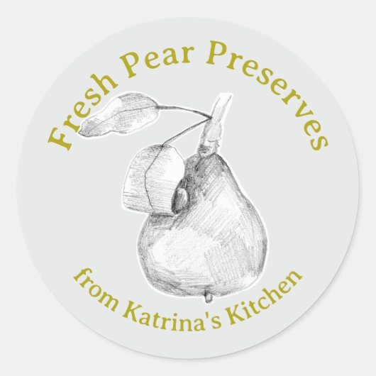 Fresh Pear Preserves Kitchen Fruit Gift Label ラウンドシール (正面)